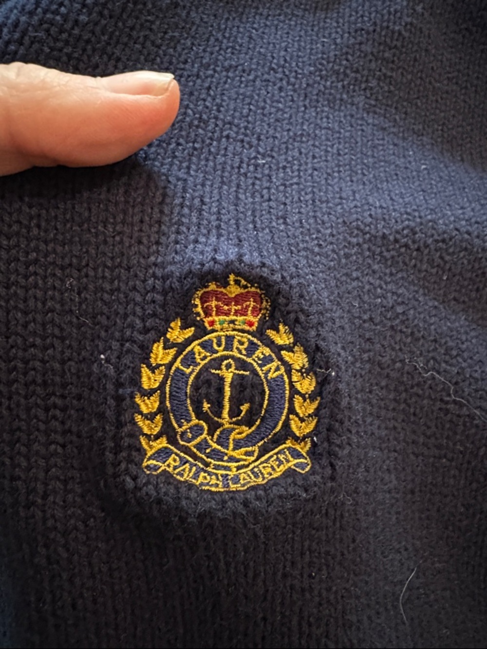 Ralph Lauren sweater Navy Half-Zip Crest Pullover Medium Petite EUC - cotton - Picture 3 of 11